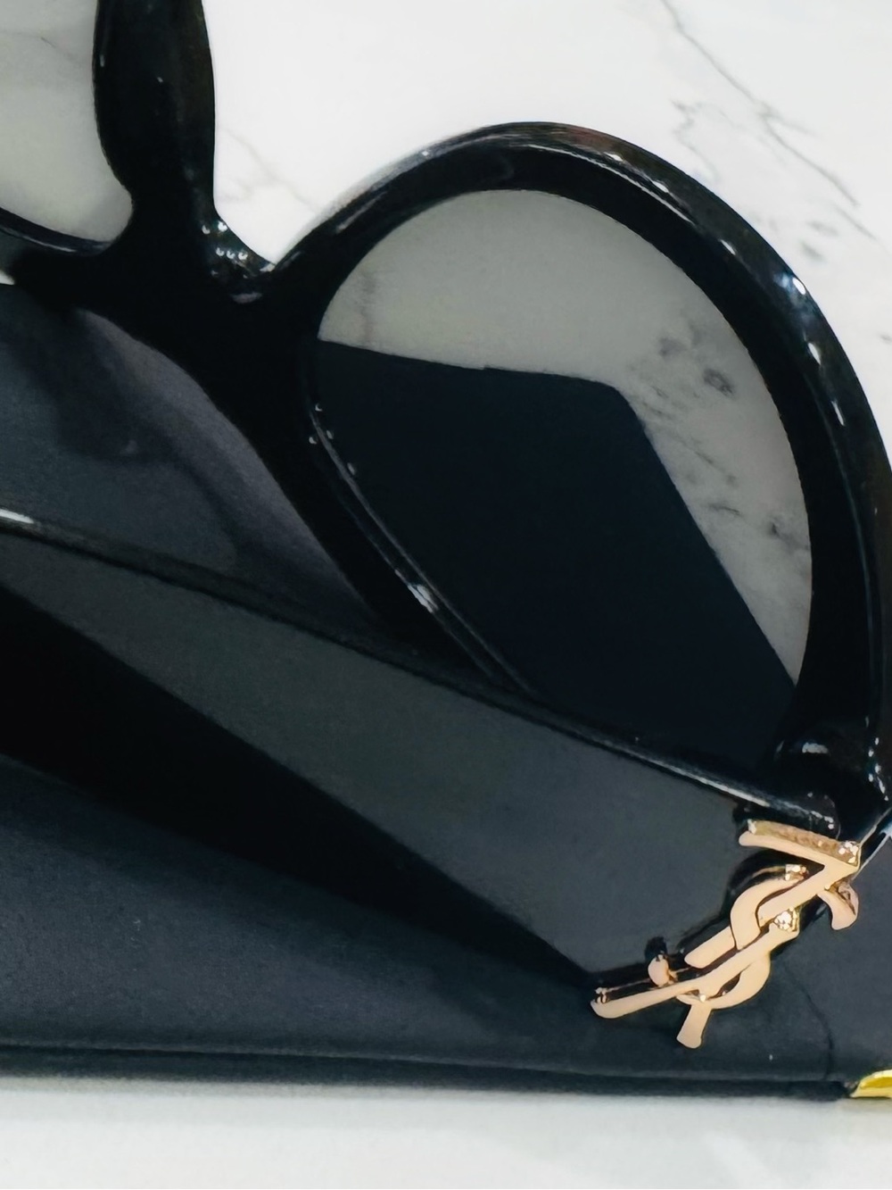 Saint Laurent Black Cat-Eye Sunglasses with RoseGold YSL Emblem - Picture 6 of 8